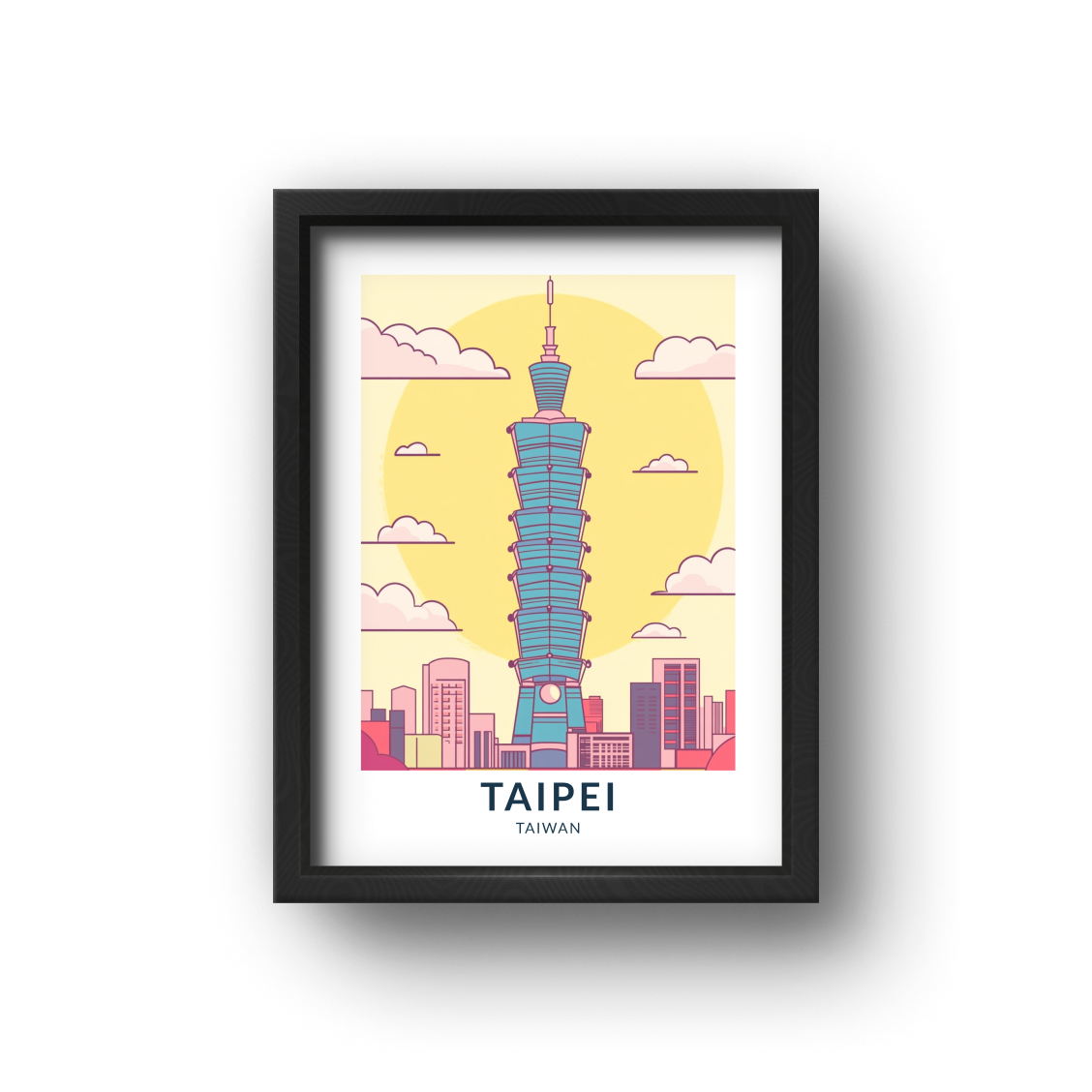 城市旅遊海報 - 台北 Taipei , 台灣 Taiwan (插畫）