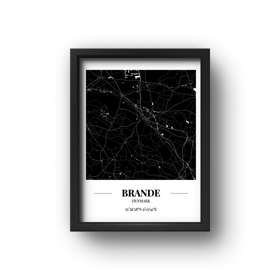 城市地圖海報 - 布蘭德 Brande , 丹麥 Denmark