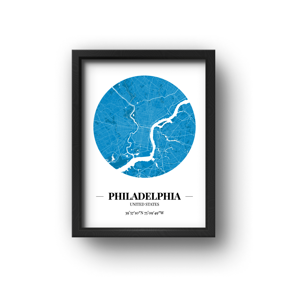 城市地圖海報 - 費城 Philadelphia , 美國 United States