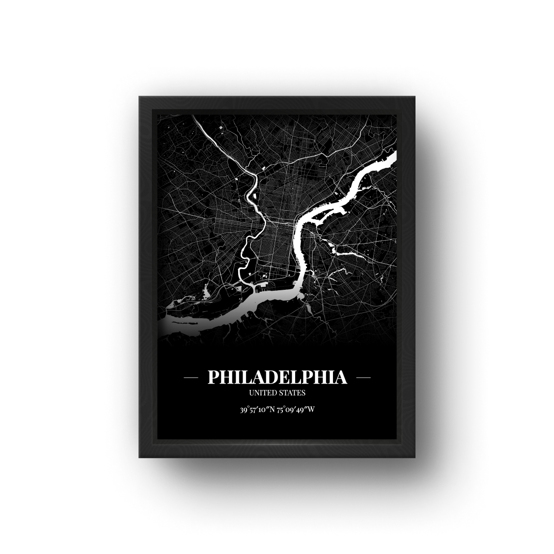 城市地圖海報 - 費城 Philadelphia , 美國 United States