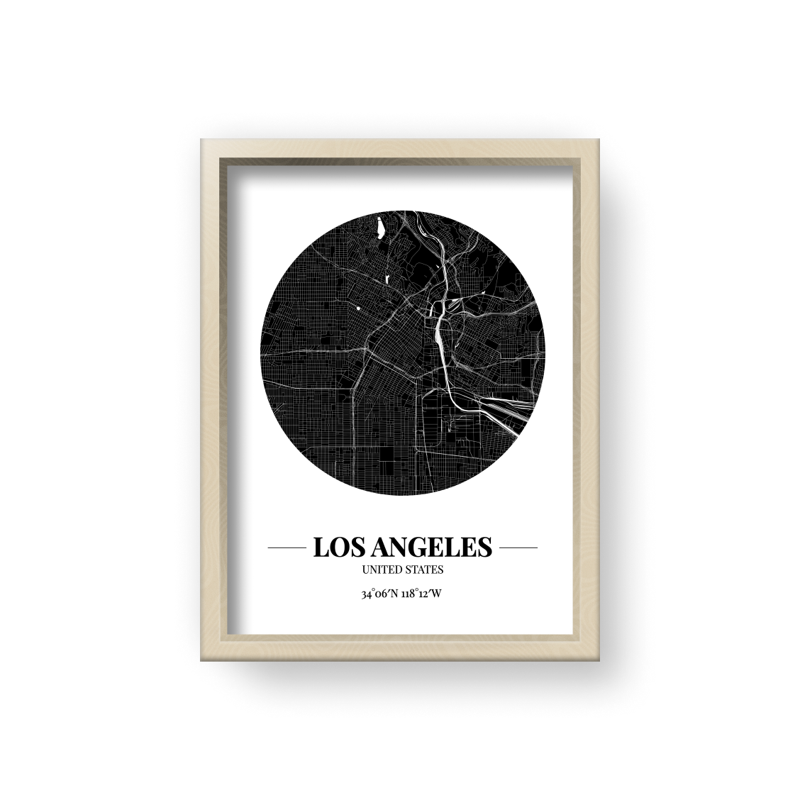 城市地圖海報 - 洛杉磯 Los Angeles , 美國 United States