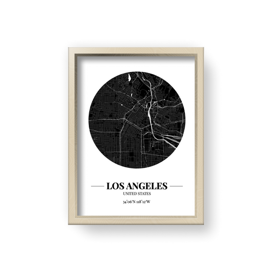 城市地圖海報 - 洛杉磯 Los Angeles , 美國 United States