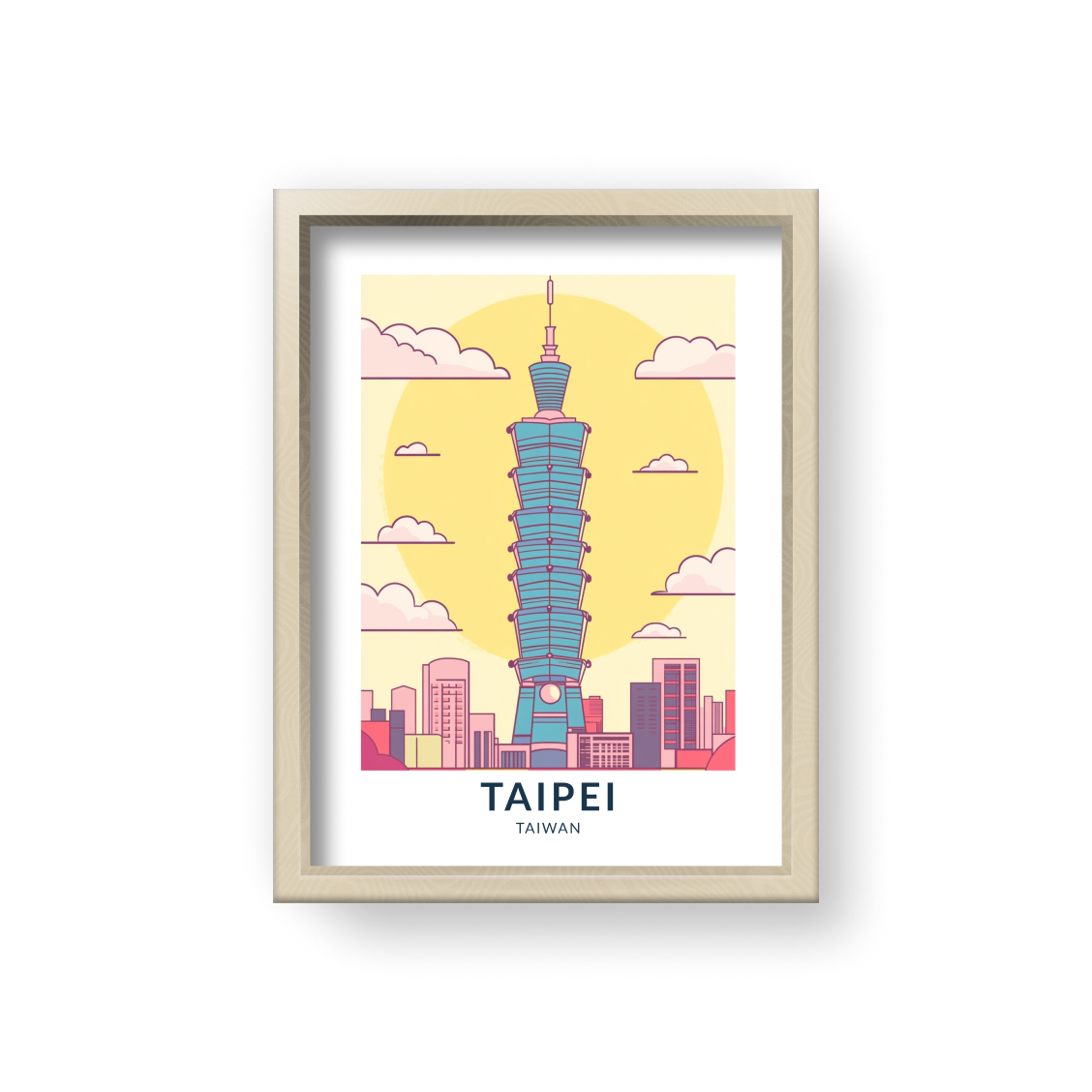 城市旅遊海報 - 台北 Taipei , 台灣 Taiwan (插畫）