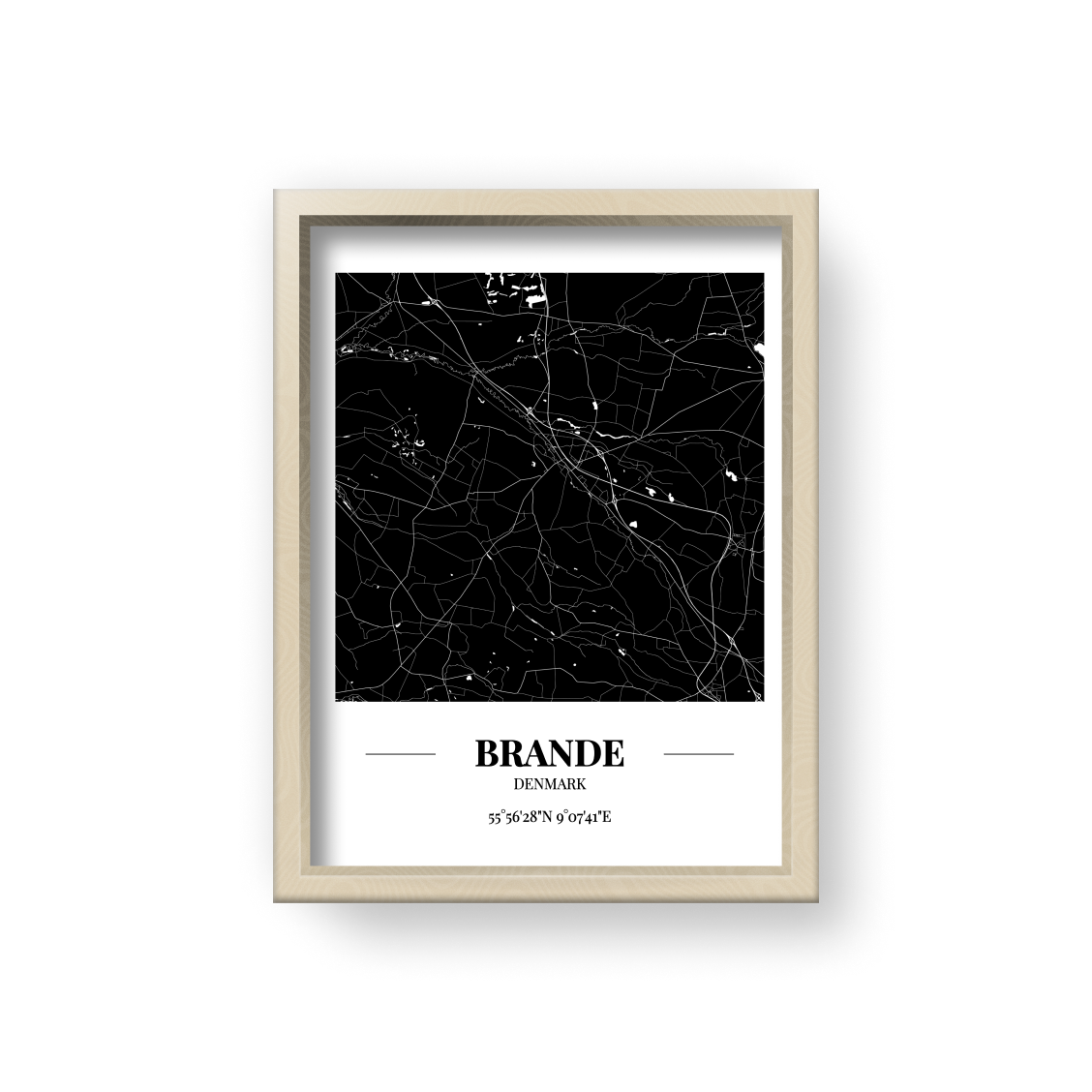 城市地圖海報 - 布蘭德 Brande , 丹麥 Denmark