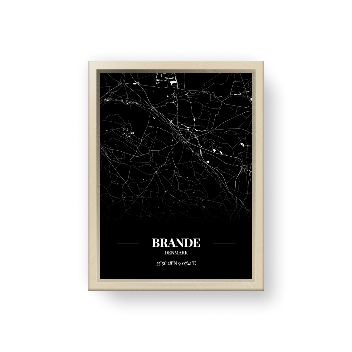 城市地圖海報 - 布蘭德 Brande , 丹麥 Denmark