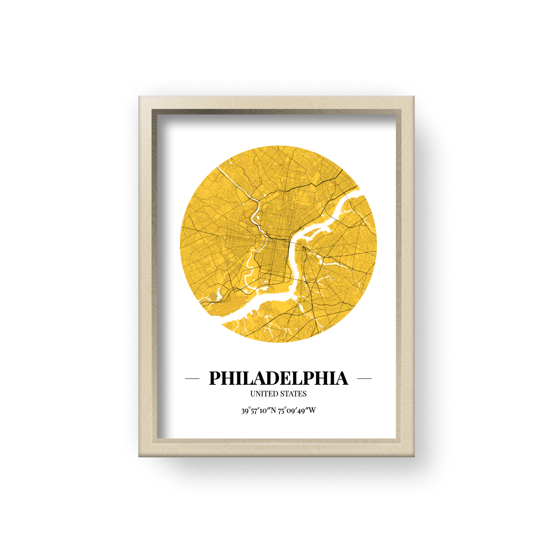 城市地圖海報 - 費城 Philadelphia , 美國 United States