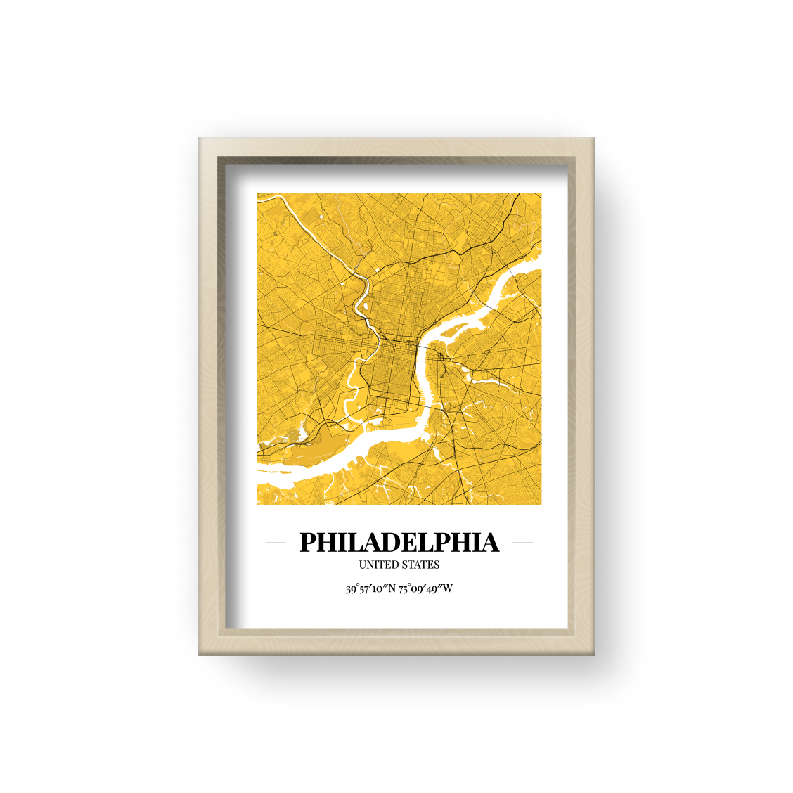 城市地圖海報 - 費城 Philadelphia , 美國 United States