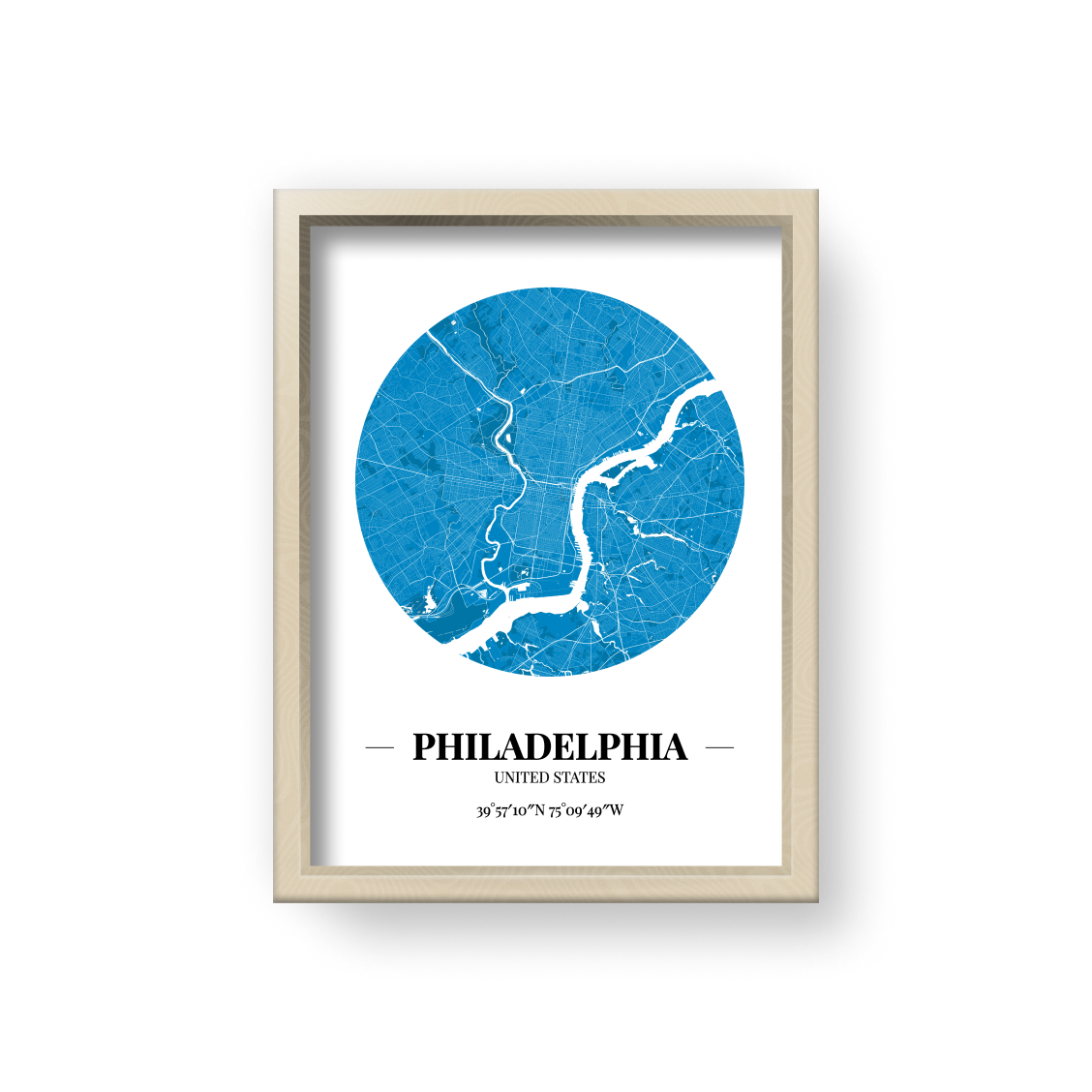 城市地圖海報 - 費城 Philadelphia , 美國 United States