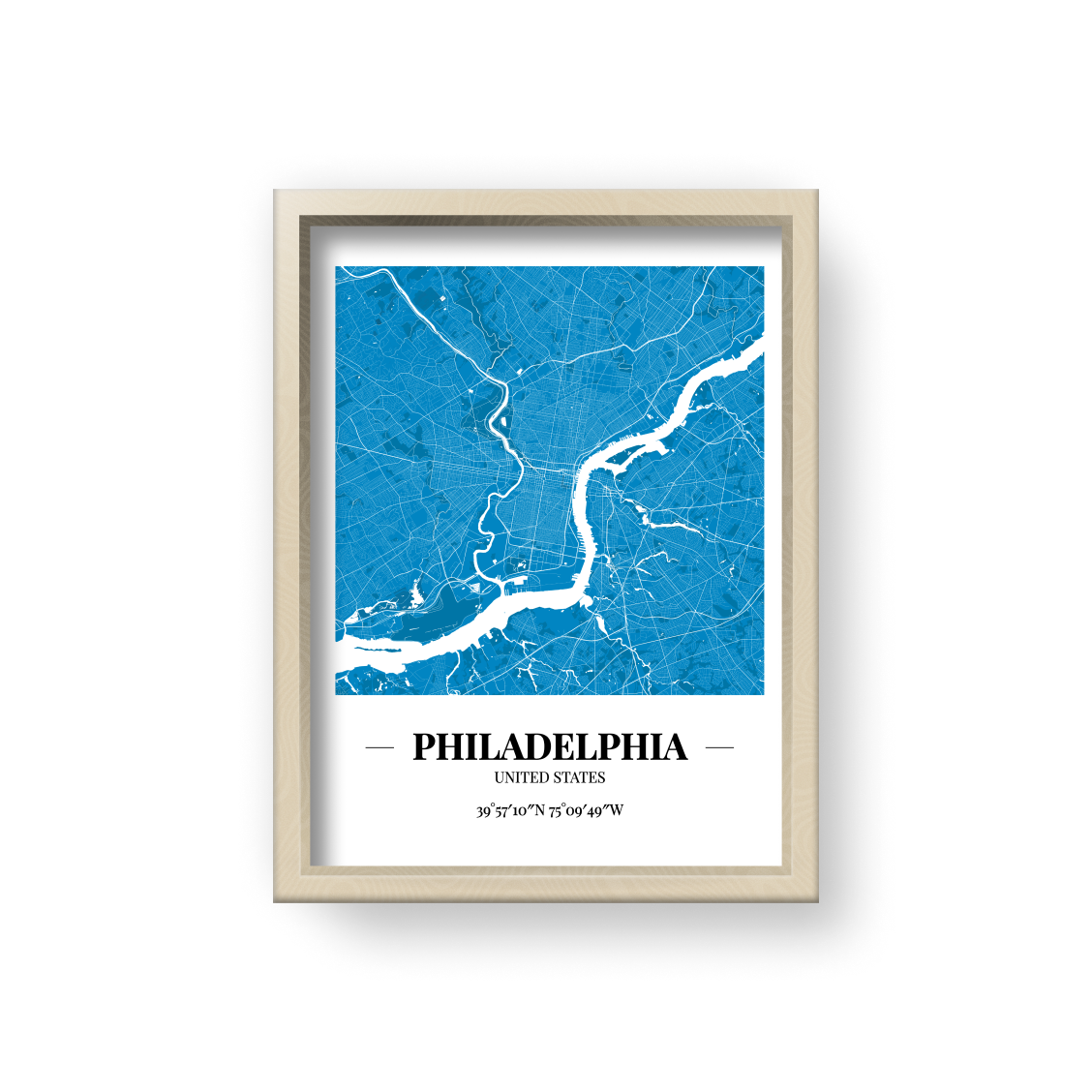 城市地圖海報 - 費城 Philadelphia , 美國 United States