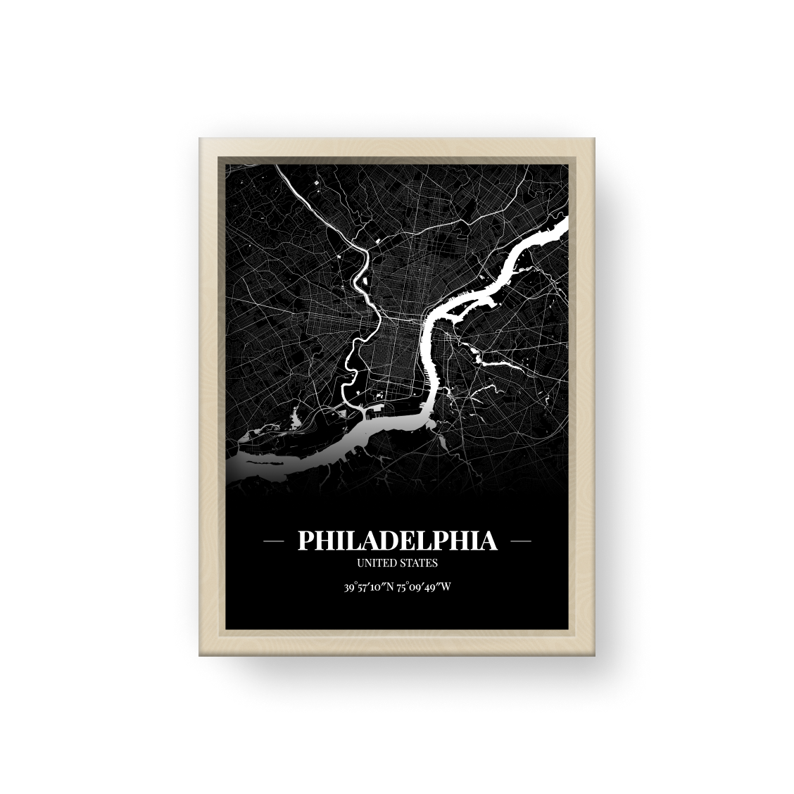 城市地圖海報 - 費城 Philadelphia , 美國 United States