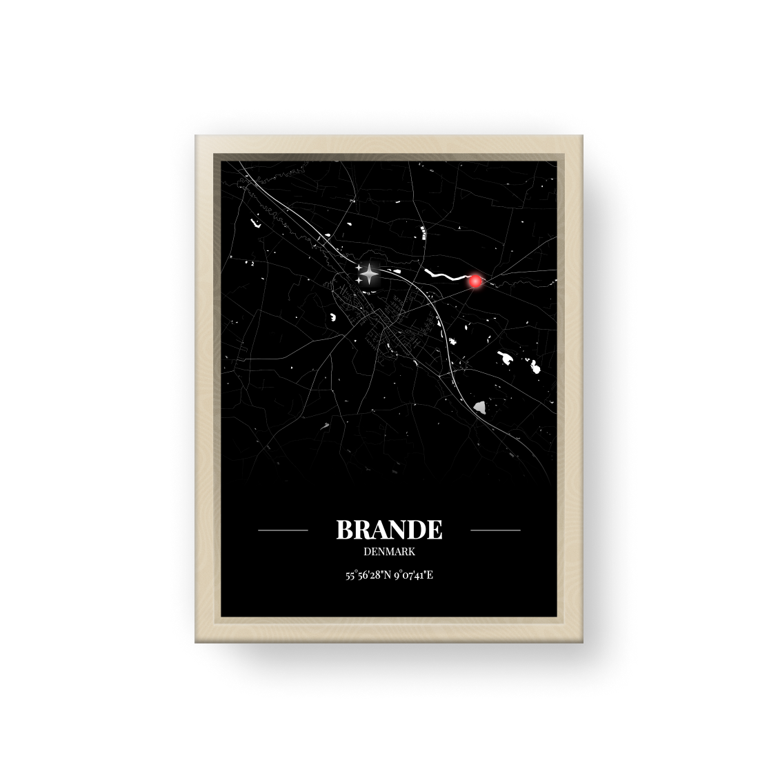 【客製化】城市地圖海報 - 布蘭德 Brande , 丹麥 Denmark